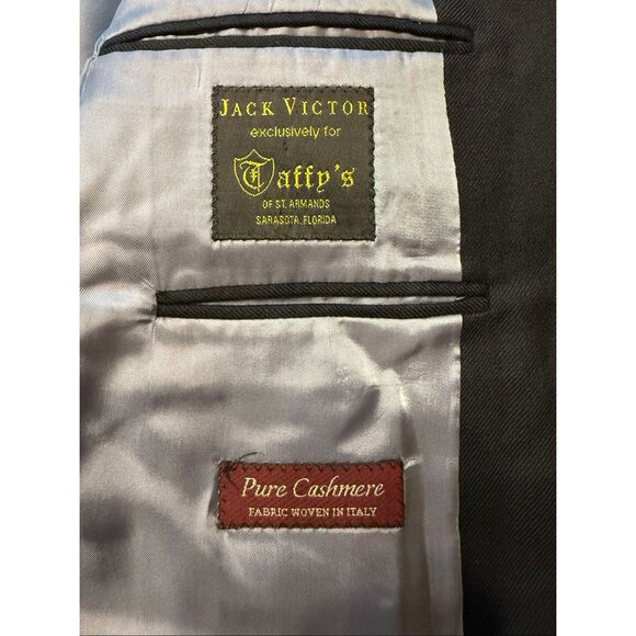 JACK VICTOR 100% CASHMERE Navy Blue BLAZER JACKET SPORT COAT 44R - Picture 4 of 8